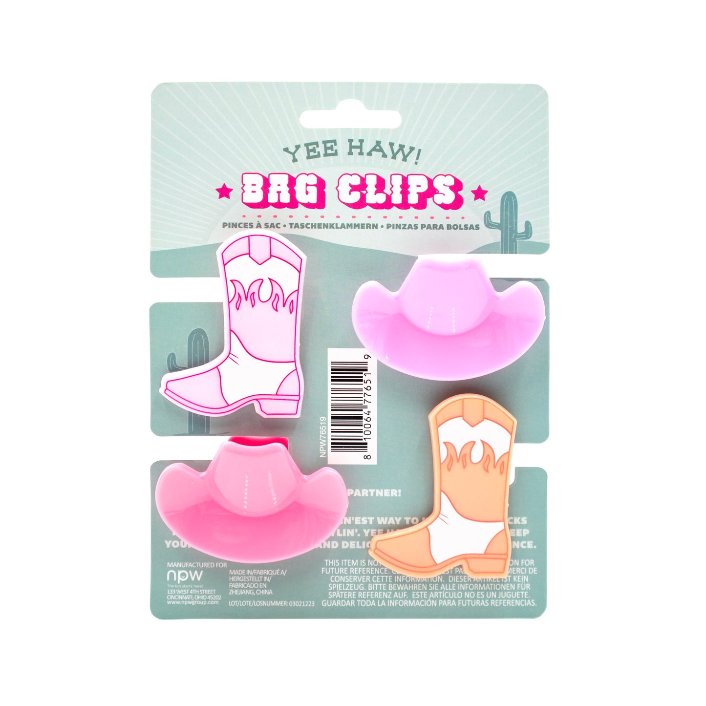 Yee Haw Bag Clips-4 Pack